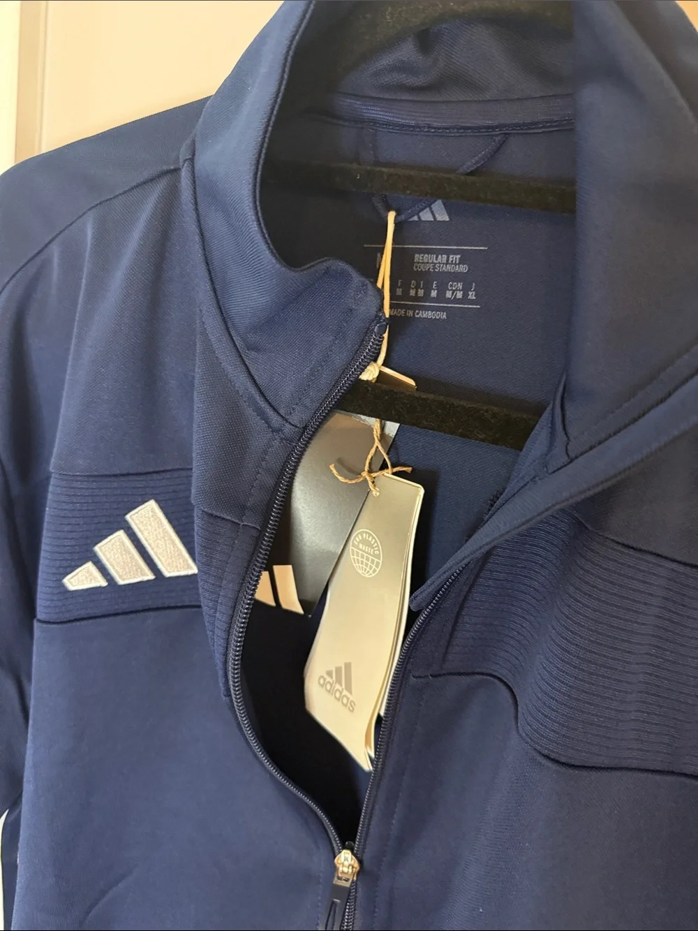adidas Navy Track Jacket with White Stripes men’s medium zip up full zip